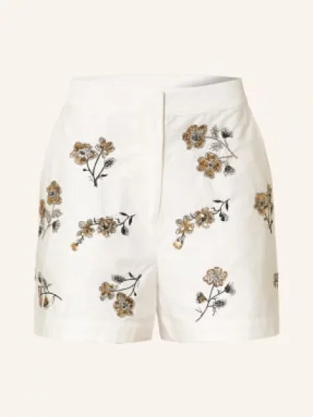 Claudie Pierlot Szorty Z Cekinami I Ozdobnymi Perełkami weiss białe