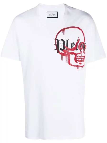 Tricou Philipp Plein cu decolteu în V alb