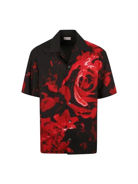 Krótka koszula z krótkim rękawem Alexander Mcqueen z krótkim rękawem drapowana czarna
