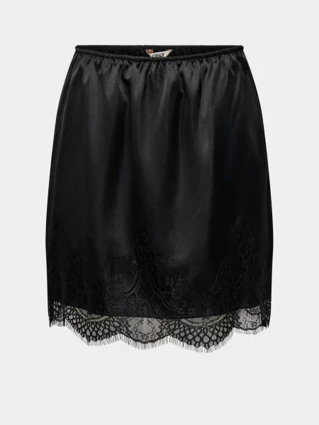 Спідниця міні Only BELLA SHORT SATIN LACE SKIRT поліестер/еластан чорний