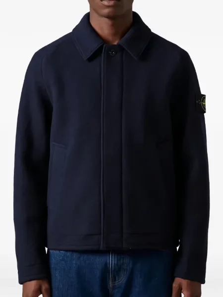 Geacă Stone Island de lână cu strasuri albastru