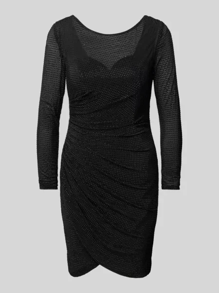 Sukienka koktajlowa o długości do kolan z obszyciem kamieniami stras Hey Kyla czarna