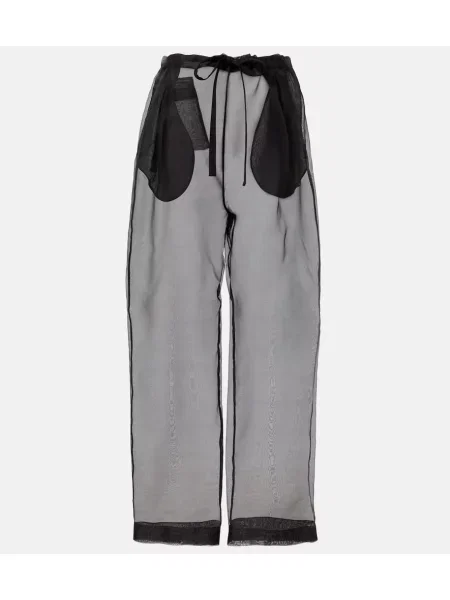 Jedwabne szerokie spodnie Khaite czarne