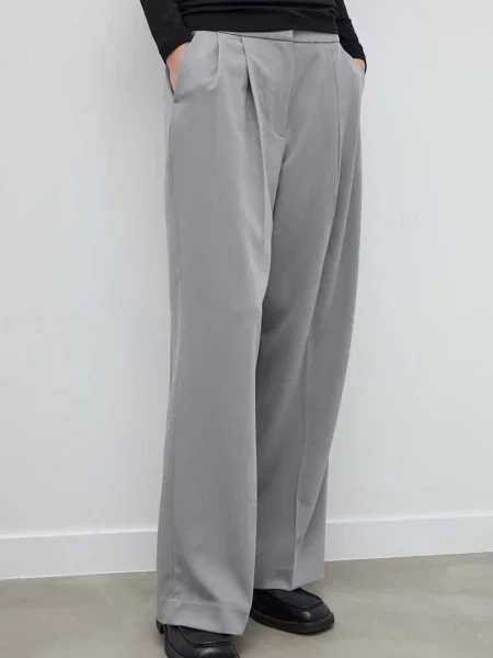 Spodnie Miles Daily Sleek proste high waist szary
