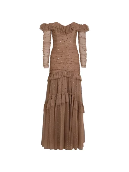 Rochie Needle & Thread cu paiete maro