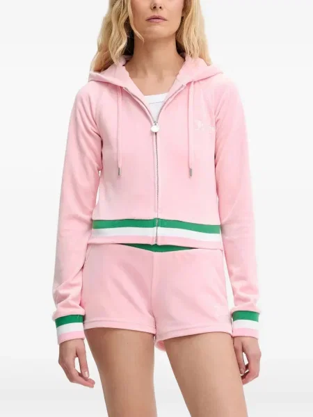 Hanorac cu glugă Juicy Couture din velur roz