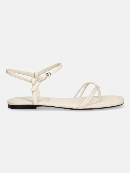 Calvin Klein sandali SQUARE FLAT SANDAL STRAP LTH bež