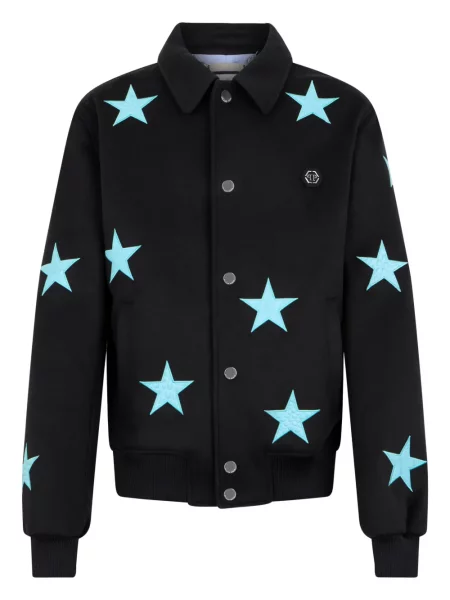 Geacă Philipp Plein de lână cu imagine negru