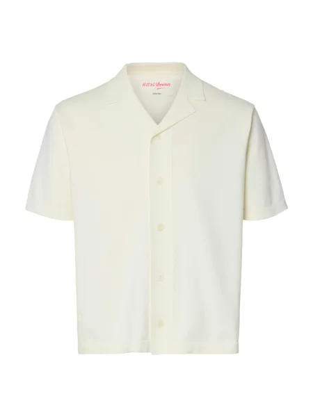 SELECTED Kardigan SLHAMOUR INTARSIA žlutá / černá vaječné skořápky bílá