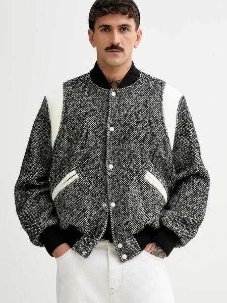 Яке бомбър с вълна Kenzo Wool Varsity Jacket черно