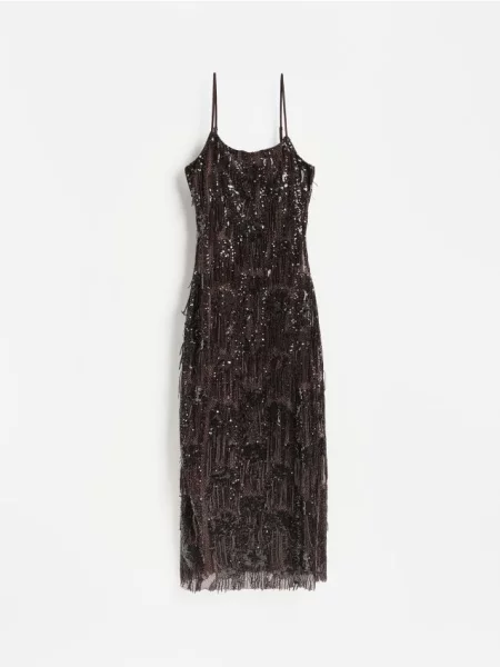 Reserved Rochie cu paiete maro-închis maro