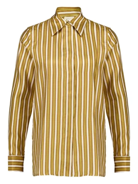 Cămașă Paula de mătase cu dungi galben