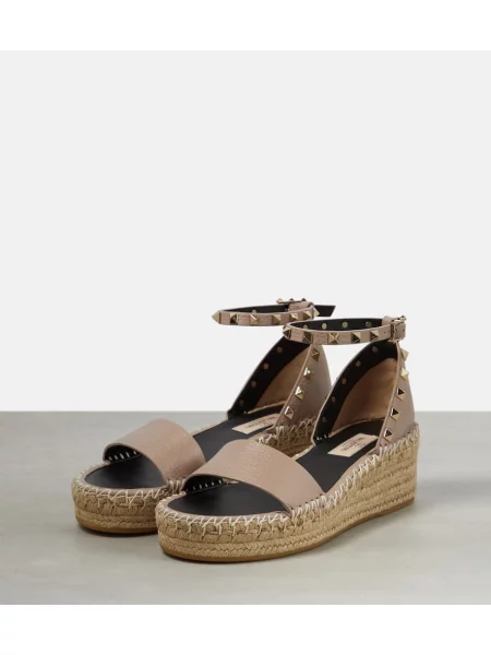 Espadrile Valentino Garavani din piele bej