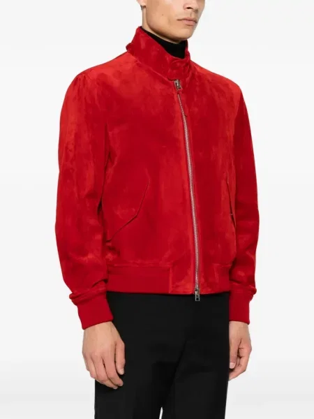 Geacă bomber Tom Ford din piele de căprioară roșu