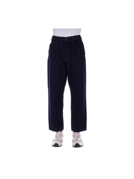 Szerokie jeansy Carhartt Wip z logo niebieskie