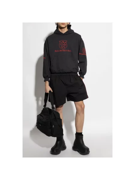 Lniane szorty Balenciaga z logo czarne