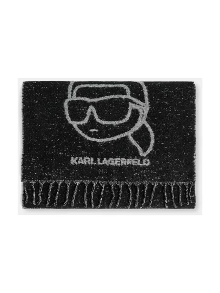 Karl Lagerfeld szalik z dodatkiem wełny wzorzysty czarny