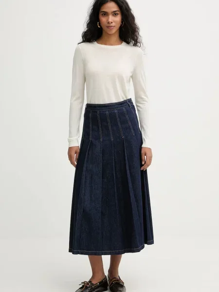 Джинсова спідниця Weekend Max Mara OVALE midi розкльошена синій