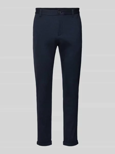 Spodnie materiałowe w kroju slim fit o skróconym fasonie Lindbergh szare