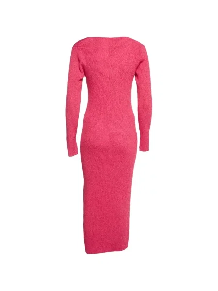 Rochie midi Ganni tricotate roz