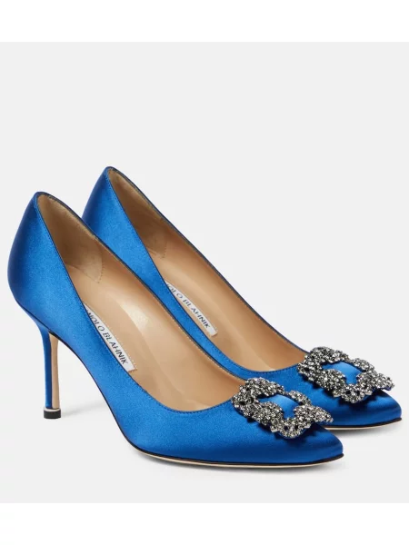 Satenaste salonarji Manolo Blahnik modra