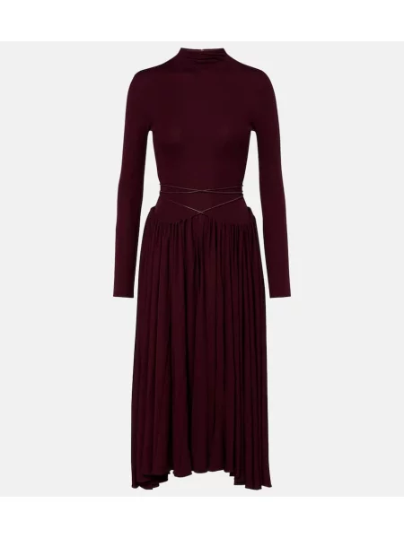 Sukienka midi Alaïa do kolan garniturowa bordowa