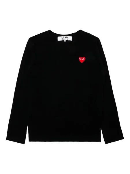 Pulover Comme Des Garcons Play cu decolteu rotund cu motiv cu inimi negru