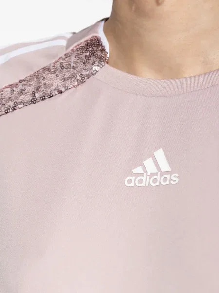 Top Adidas cu paiete din jerseu negru