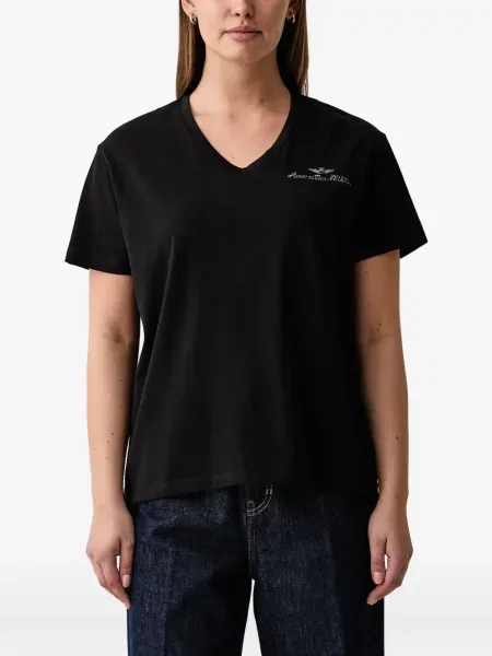 Tricou Aeronautica Militare cu decolteu în V negru