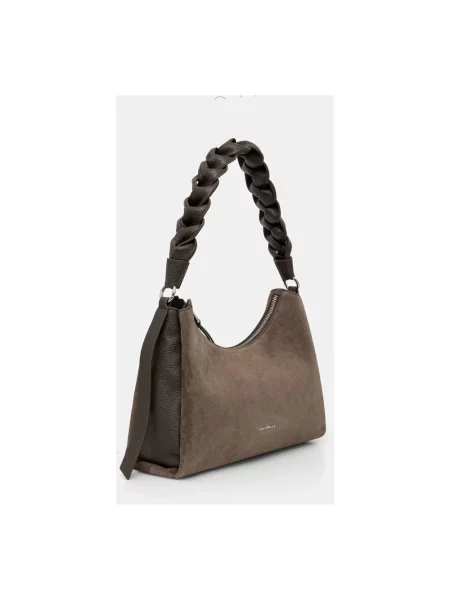 Coccinelle torebka hobo zamszowa BOHEME SUEDE BIMATERIAL zielona
