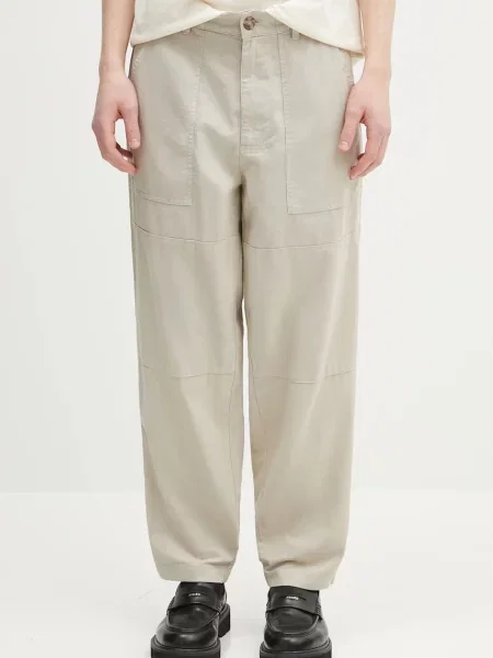 Barbour pantaloni din in Barbour Natural Linen Blend Trouser drept bej
