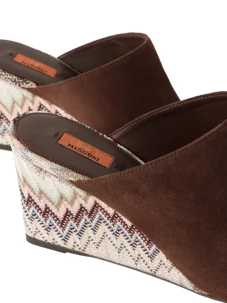 Papuci tip mules Missoni din piele de căprioară maro