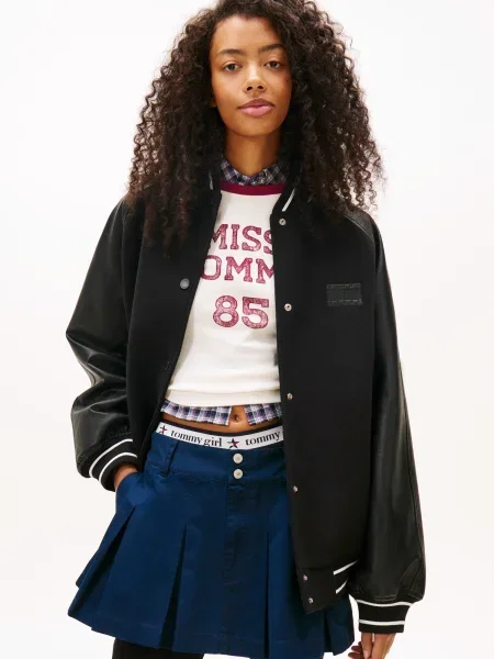 Tommy Jeans Geacă de primăvară-toamnă / alb negru