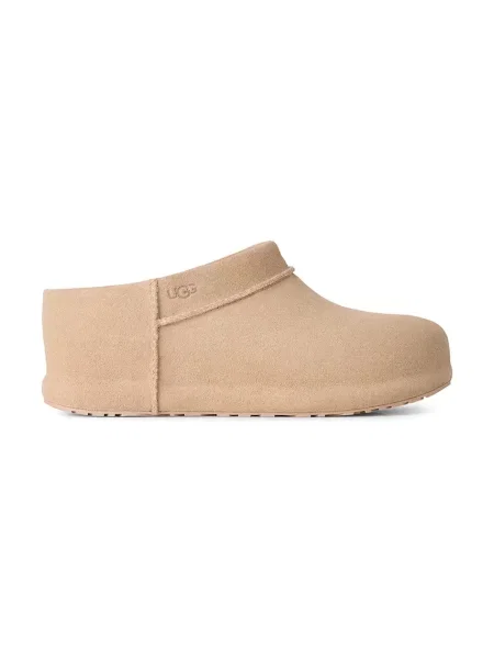 UGG papuci de casă pentru femei din piele întoarsă W Enwrap Clog bej