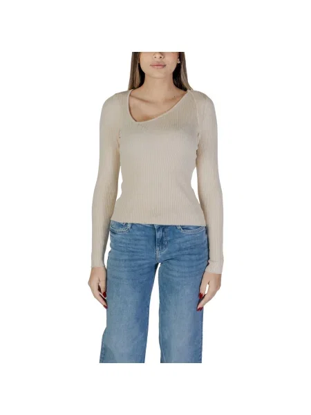 Pulover Vila tricotate cu decolteu în V albastru