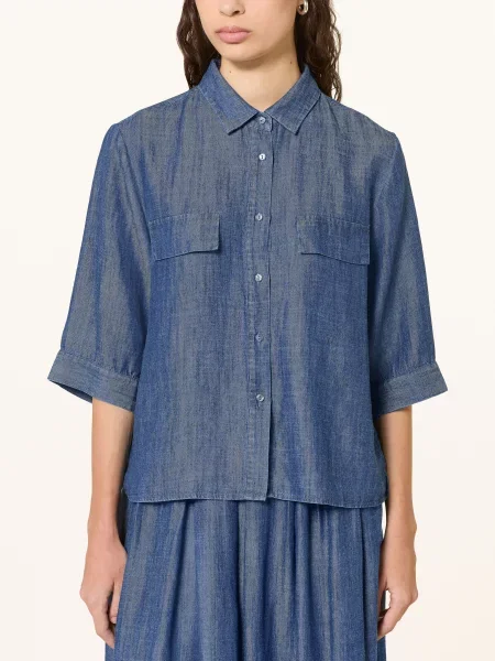 Italy Bluzka Z Rękawami W Stylu Jeansowym blau granatowa