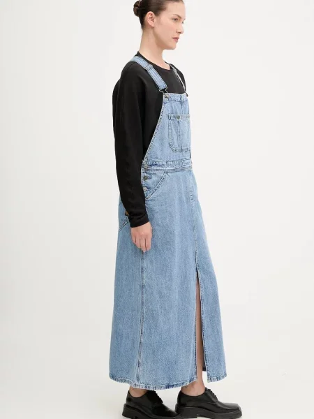 G-Star sukienka jeansowa maxi prosta niebieski