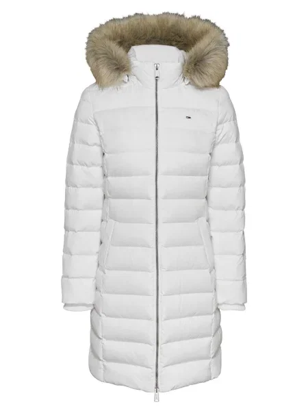 Палто Tommy Jeans с качулка бяло