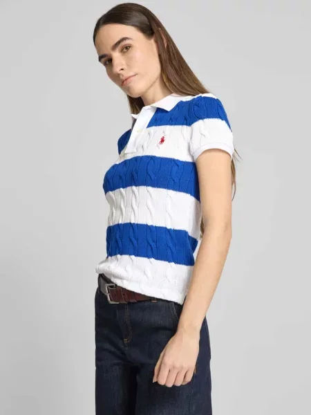 Koszulka polo o kroju slim fit z efektem dzianiny Ralph Lauren białe