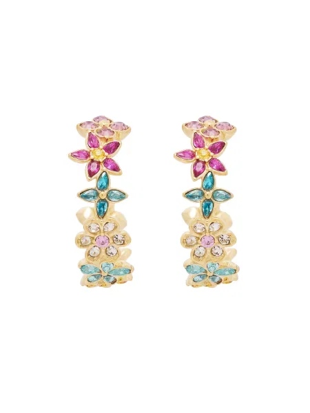 GUESS Náušnice CRYSTAL FLOWERS zlatá / jedľová purpurová fialová