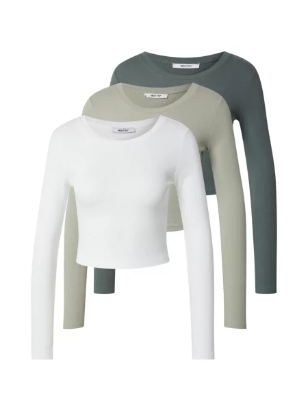 ABOUT YOU Tričko Loretta mátová / tmavě zelená bílá