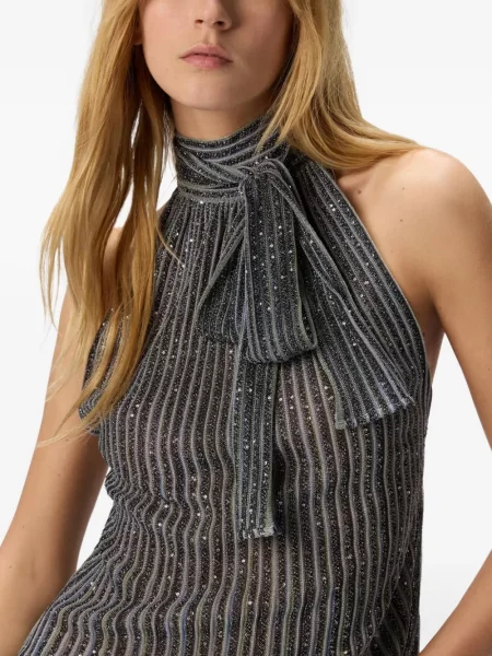 Top Missoni cu gât halter gri