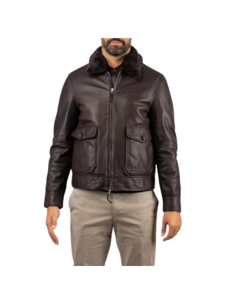 Kurtka skórzana The Jack Leathers brązowa