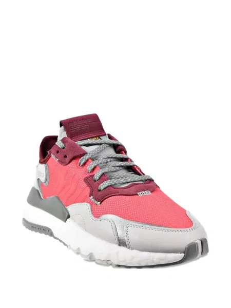 Legginsy Adidas do biegania z nadrukiem z dekoltem w serek czerwone