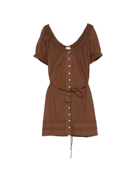 Scurt rochie tip cămașă Damson Madder maro