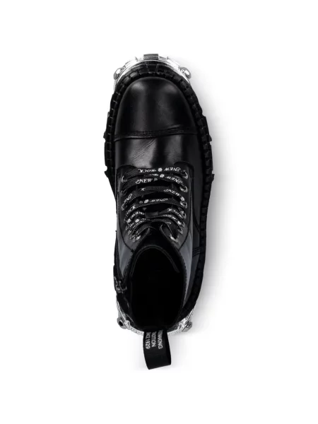 Боти New Rock с връзки на платформе с дантела черно