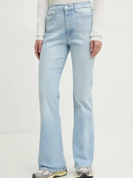 Дънки Tommy Jeans с висока талия синьо