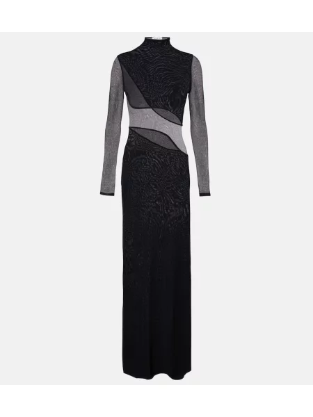 Rochie maxi Alaïa transparente plasă de costum negru