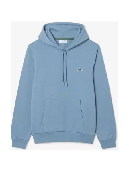 Bluza z kapturem Lacoste Cotton Fleece jasny S niebieski