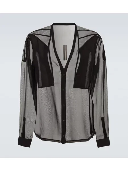Hedvábná průsvitná košile Rick Owens černá